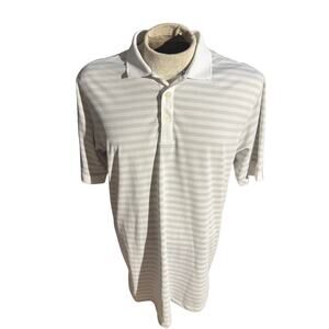 Jack Nicklaus Men’s StayDri Golf Polo Shirt White Gray Stripe Size L
